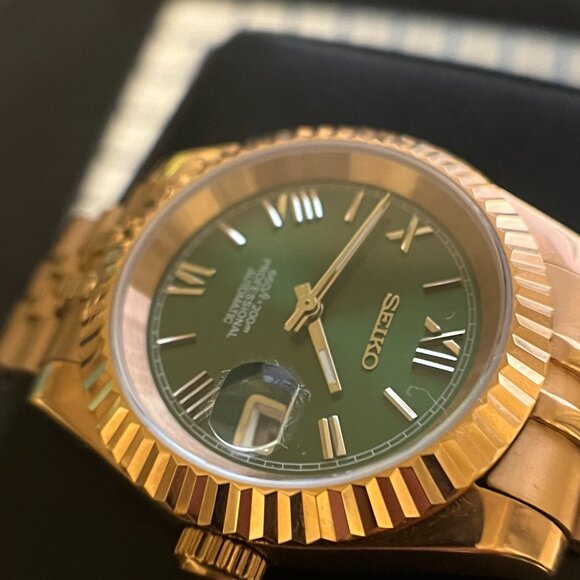 Seiko custom build rose gold green dial mod automatic watch -NH35 jubilee - Picture 3 of 6